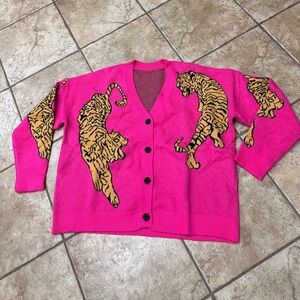 Dark Academia Bold Tiger Women’s Cardigan Eye Catching And Unique L